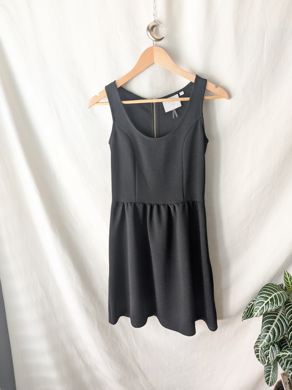HD in Paris Black Textured Sleeveless Fit-and-Flare Mini Dress